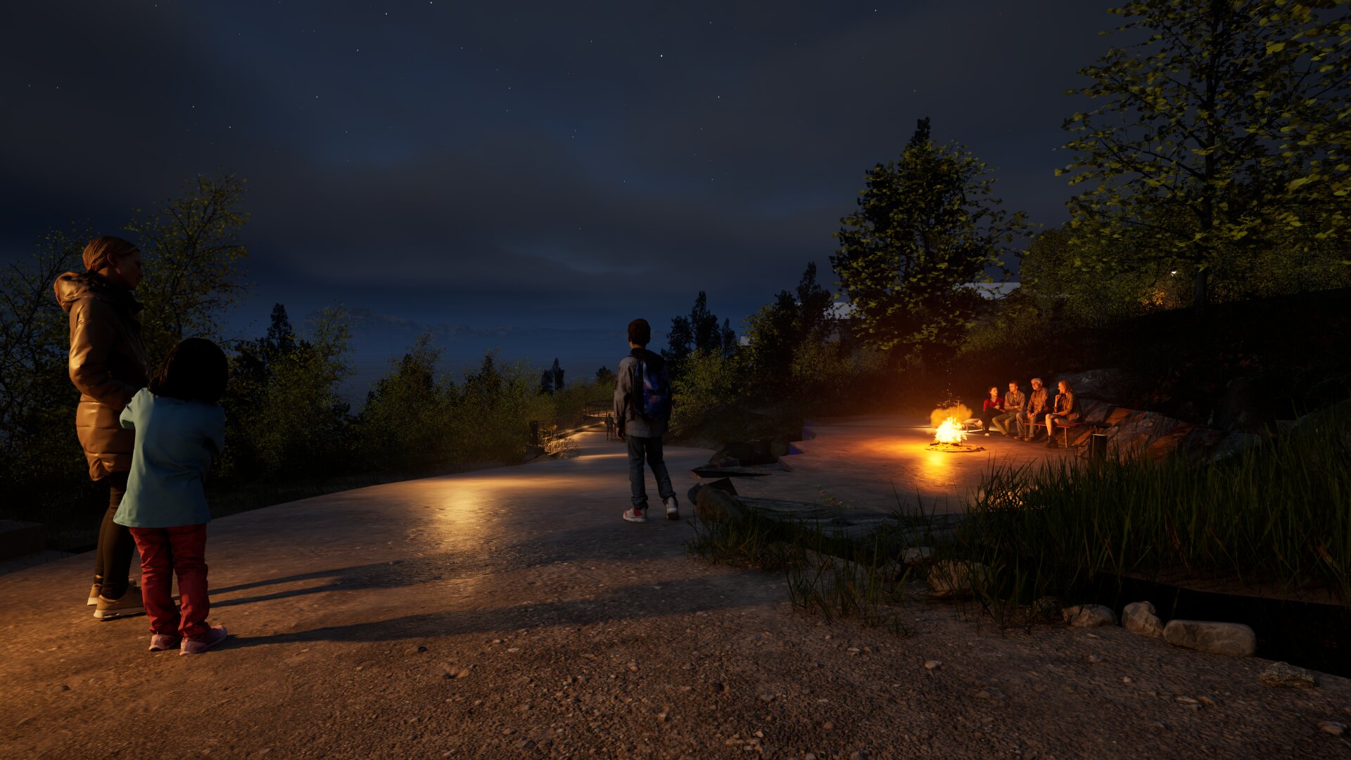 Bålplass ved Knarvik renseanlegg i kveldslys.