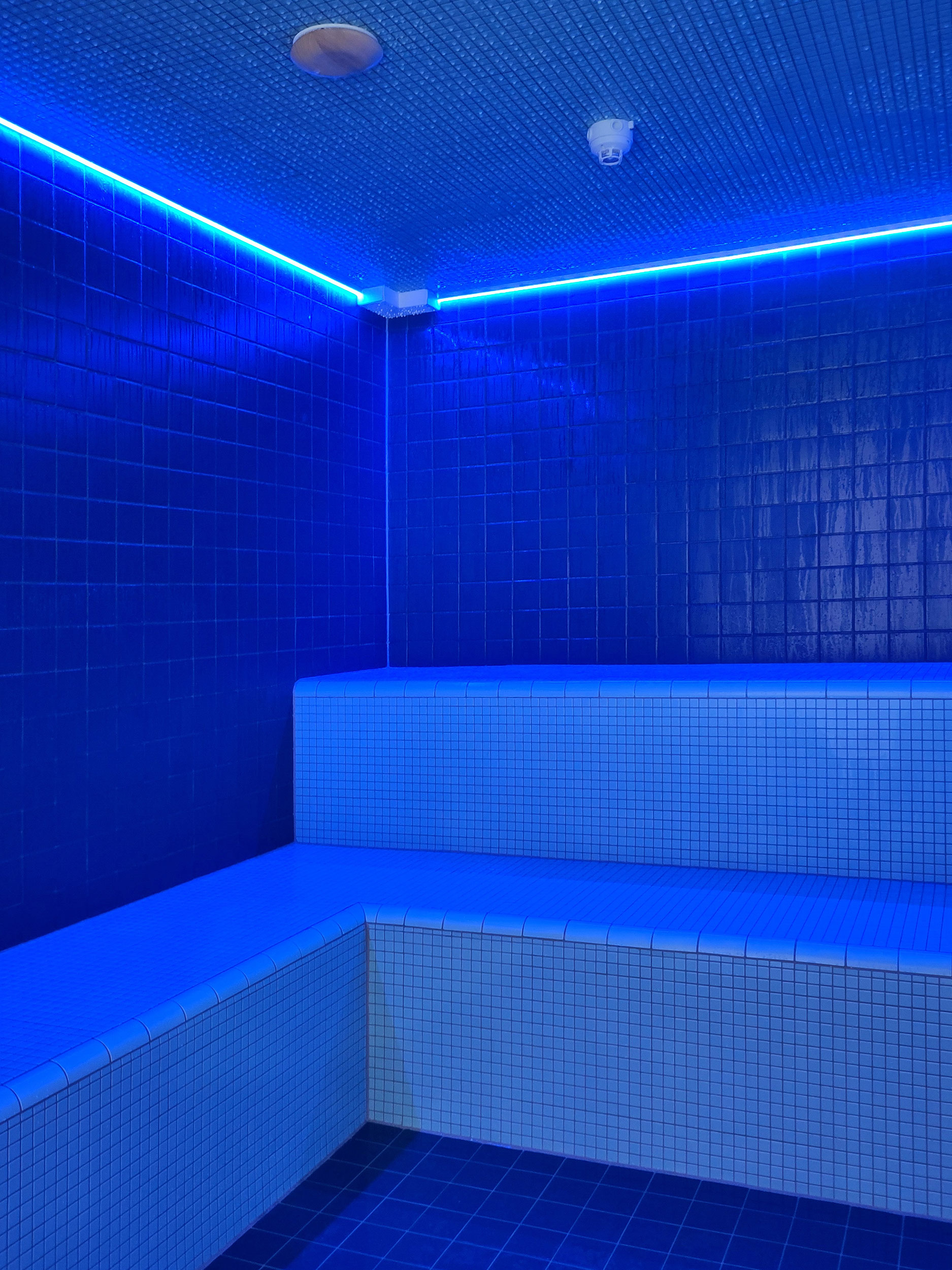 Interiørbilde fra saunaen i svømmehallen Polarbadet