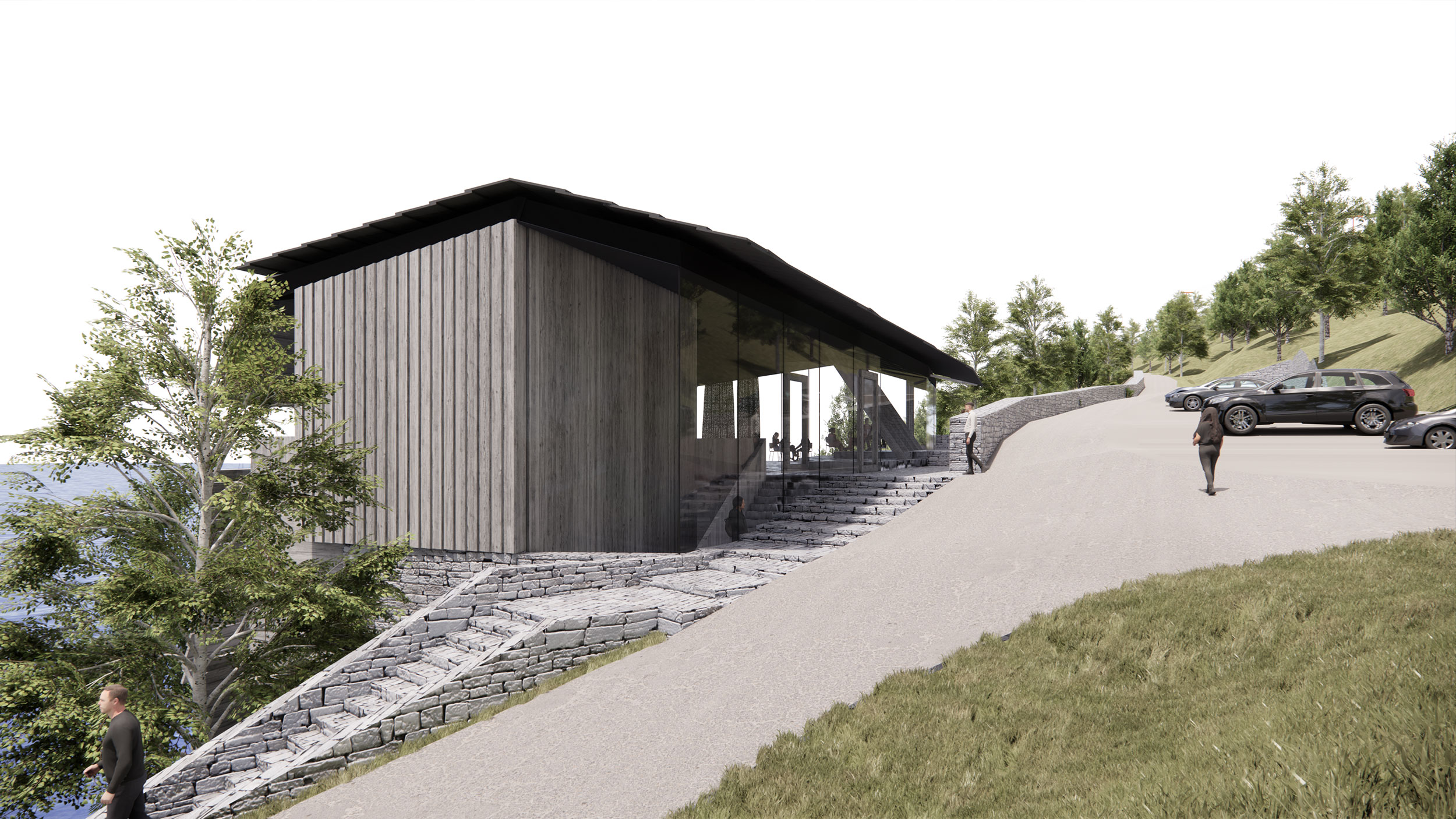 Render oppe av bygningen på Astruptunet